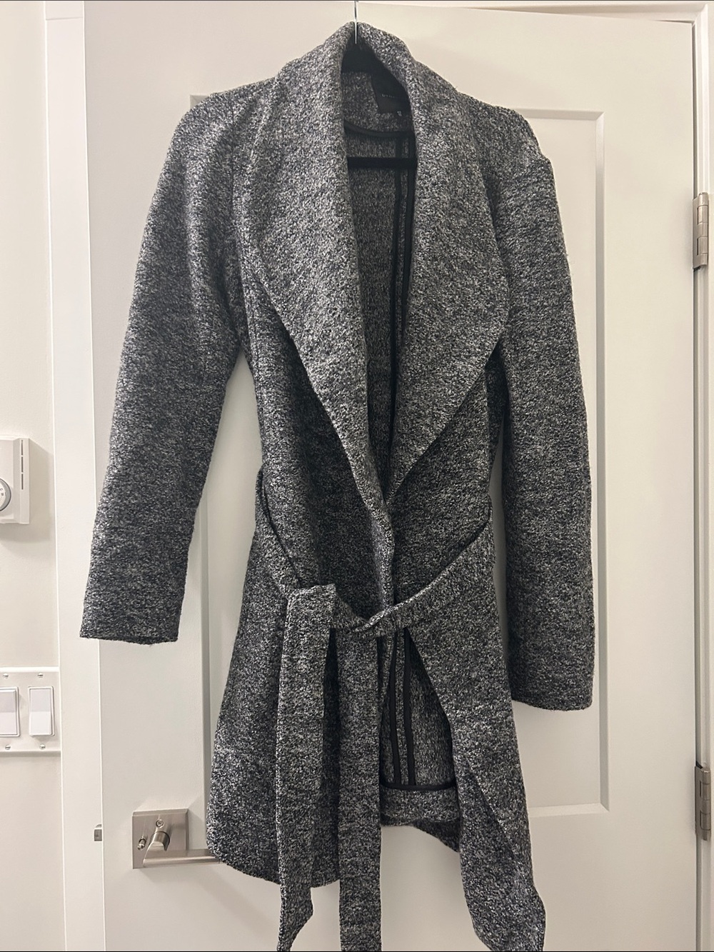Dynamite Gray Open-Front Wrap Trench Coat with Belt